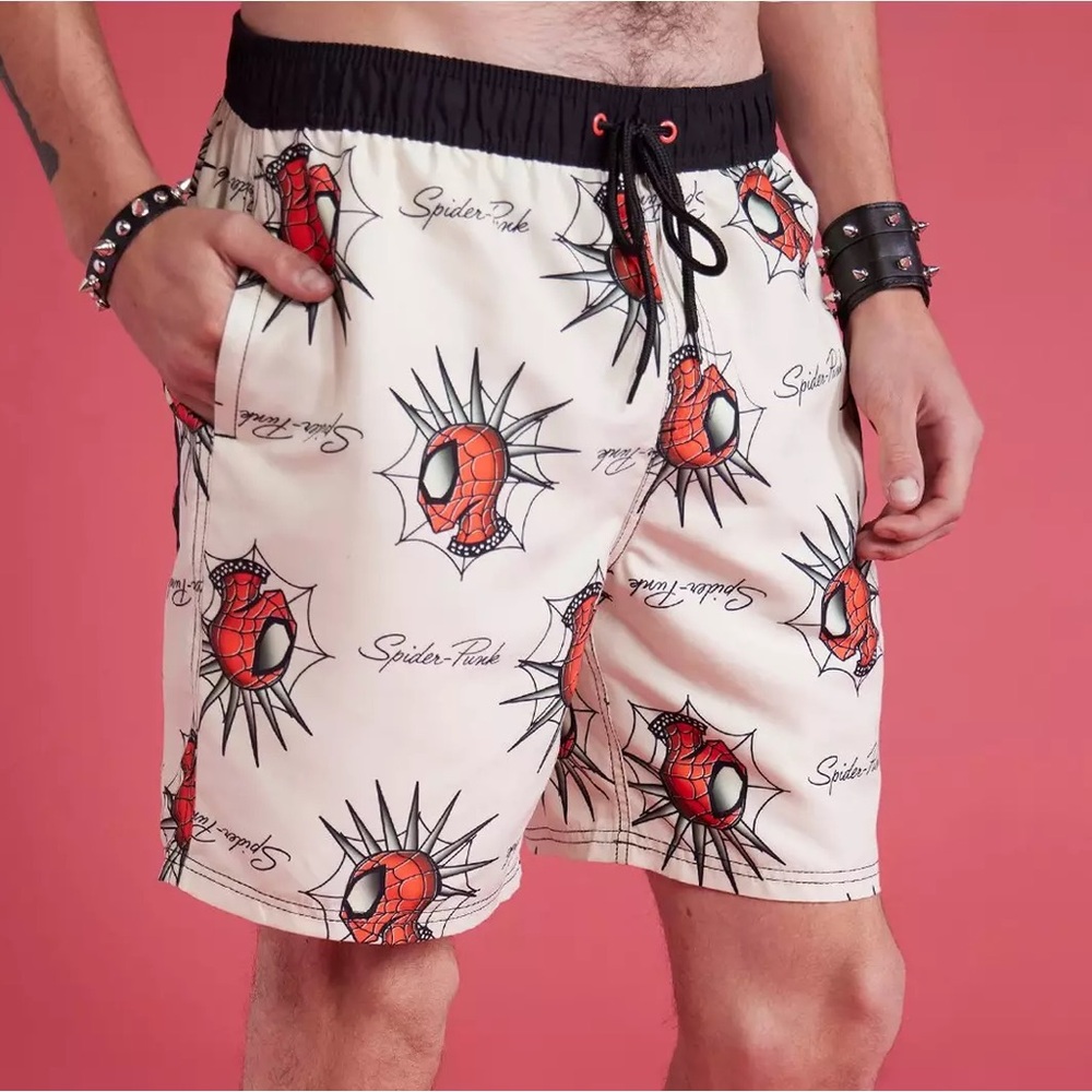 Marvel Spider-Man: Across The Spider-Verse‎ Spider-Punk Swim Trunks Hot Topic